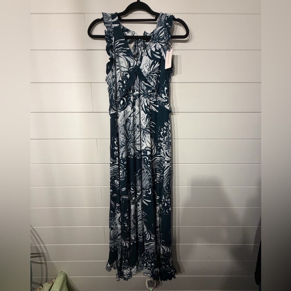 Anthropologie Floral Ribbed Maxi Dress